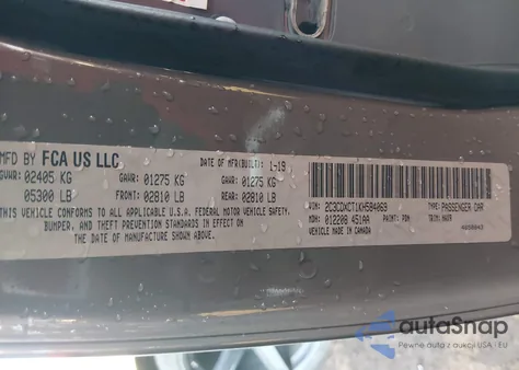 2019 Dodge Charger R/T Rwd z USA, uszkodzony, nr VIN 2C3CDXCT1KH584069